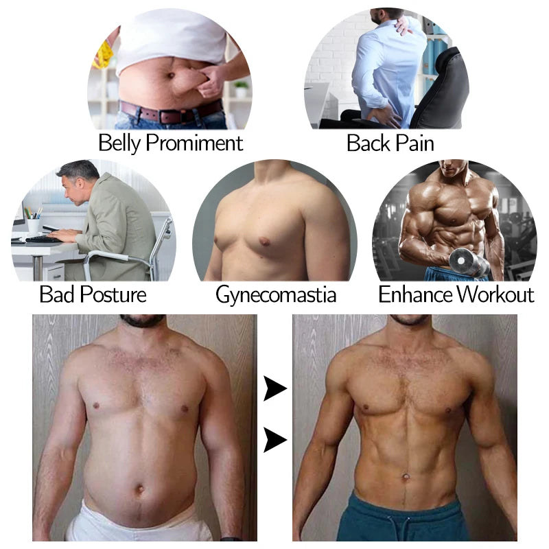CXZD Waist Trainer Muscle Girdle Shirt Men Slimming Body Shaper Tummy Vest Mesh Chain Corset Correction Abdomen Tank Top
