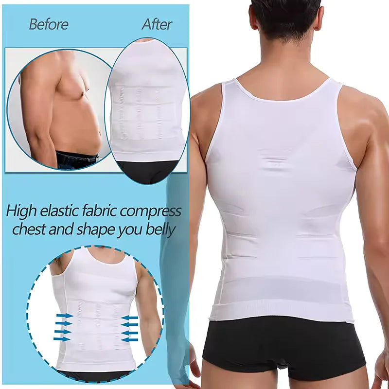 Men Slimming Vest Body Shaper Compression Shirt Sleeveless Shapewear Abs Abdomen Training Workout Corset Tummy Control Tank Top