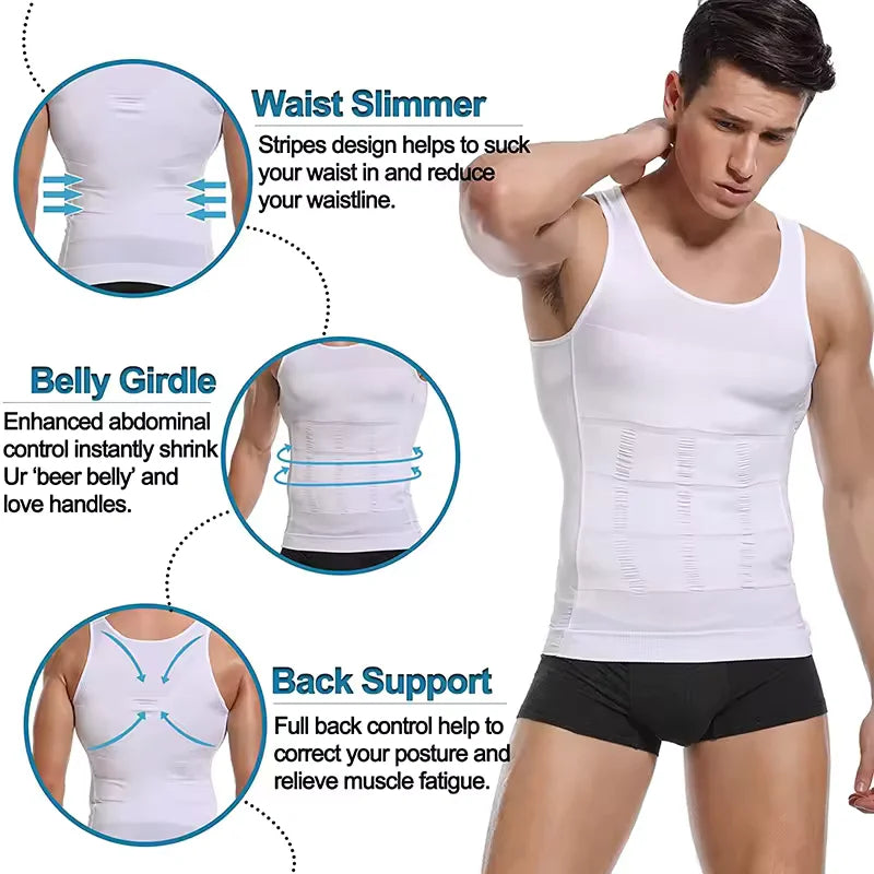 Men Slimming Vest Body Shaper Compression Shirt Sleeveless Shapewear Abs Abdomen Training Workout Corset Tummy Control Tank Top