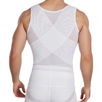 CXZD Waist Trainer Muscle Girdle Shirt Men Slimming Body Shaper Tummy Vest Mesh Chain Corset Correction Abdomen Tank Top