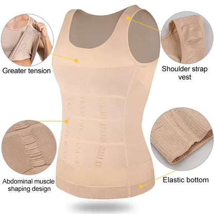 Men Slimming Vest Body Shaper Compression Shirt Sleeveless Shapewear Abs Abdomen Training  Workout Corset Tummy Control Tank Top